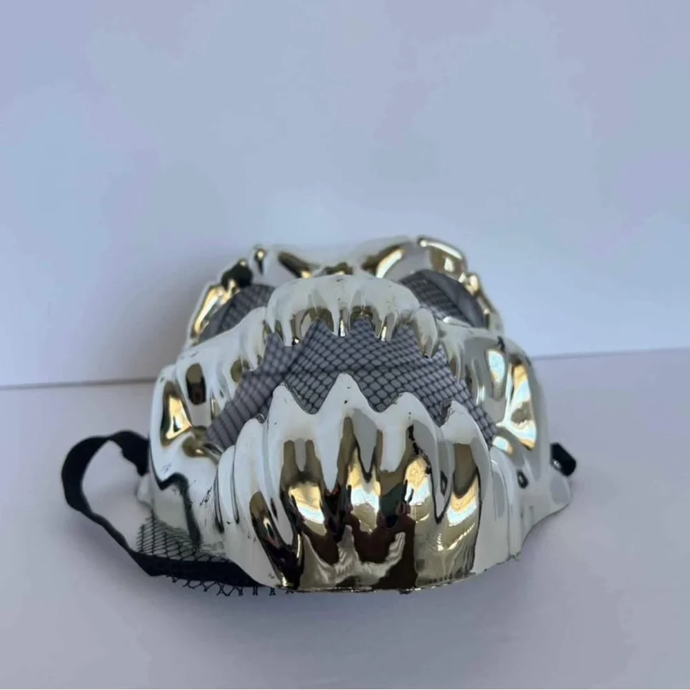 Silver Demon Skull Skeleton Plastic Halloween Mask Full Face